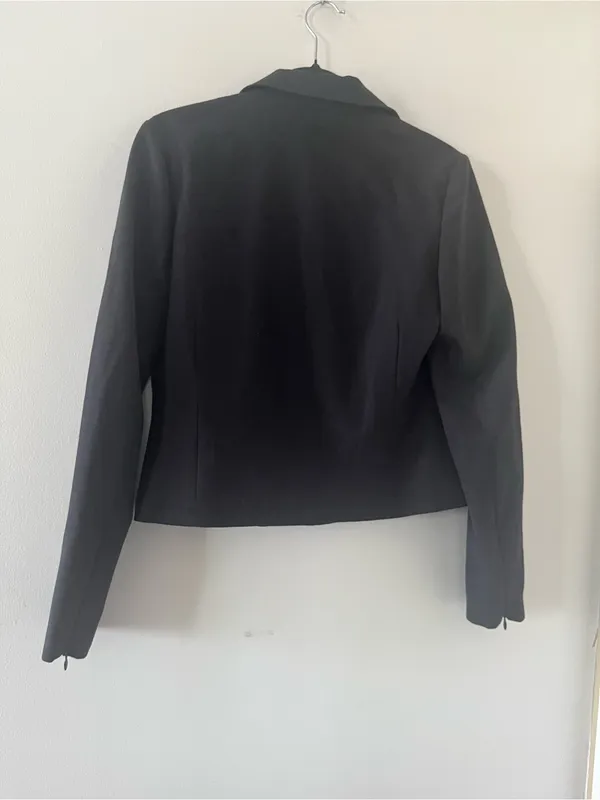 Vintage 90s Banana Republic Gray Wool Zip Up Blazer Jacket Small Career Preppy - Image 4