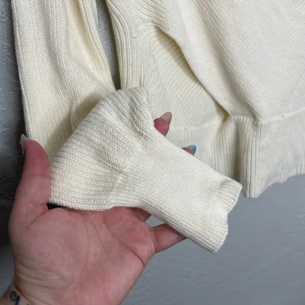 Moth Anthropologie Women XS Cream Faux Wrap Knit Sweater Long Sleeve Balletcore - Image 5