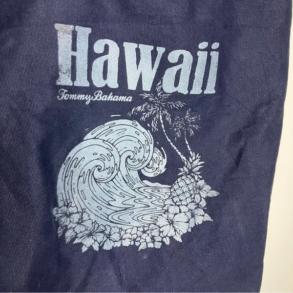Tommy Bahama Hawaii tote bag navy blue‎ white waves tropical shoulder bag canvas - Image 2