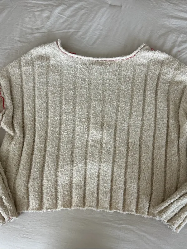 Cream BDG sweater red stitching - Image 5