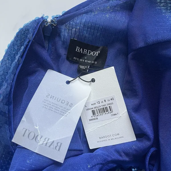 Bardot Verona Sequin dress Cobalt blue Size 6 Gala Event Party Formal - Image 5