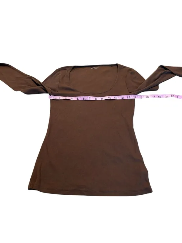 OLD NAVY ribbed Brown Long Sleeve Scoop Neck Tee TALL - Image 4