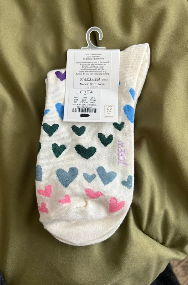 J. Crew Multi-Colored Heart Ankle Crew Socks - Image 2