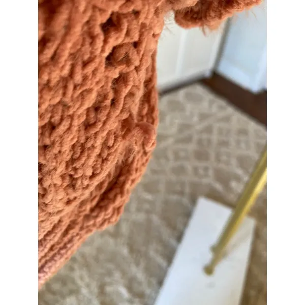 Arizona Jeans Chunky Knit Cropped Cardigan Cozy Cottagecore Orange Pink L - Image 8
