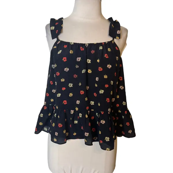 NWT Madewell silk Ruffle-Strap Cami Confetti Floral Sz 2‎ - Image 8
