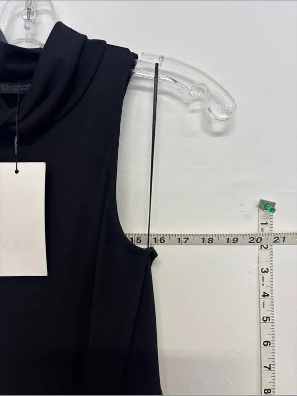 Zara Black & Cream Sleeveless Maxi Dress with Gloss Belt - Image 9