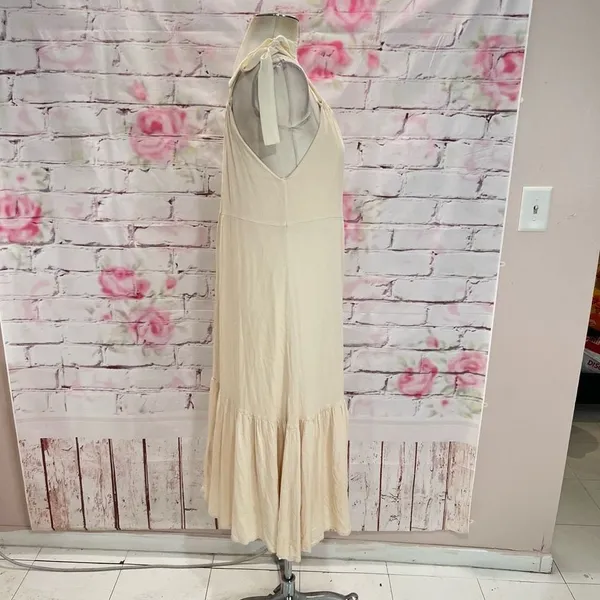 🔥🔥5 for $25🔥🔥 Lulus Sleeveless Tie Ribbon Shoulder Ruffled Cream Maxi Dress - Image 4