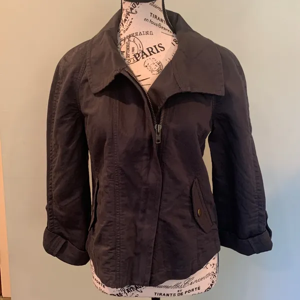 LOFT Dark Charcoal Gray Linen Cotton Lightweight Jacket Women’s XS Extra Small - Image 4