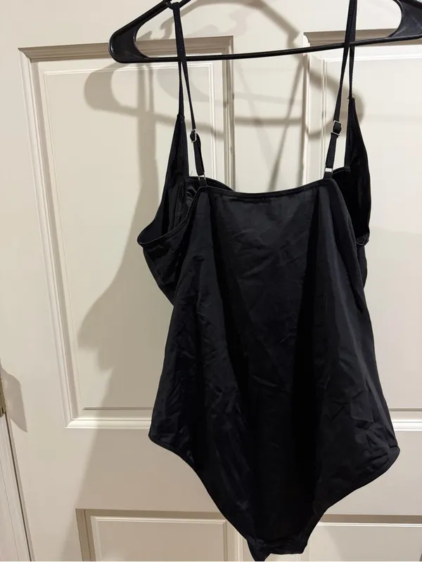 Perona Black Swim Top with Teal Logo Accent - Image 3