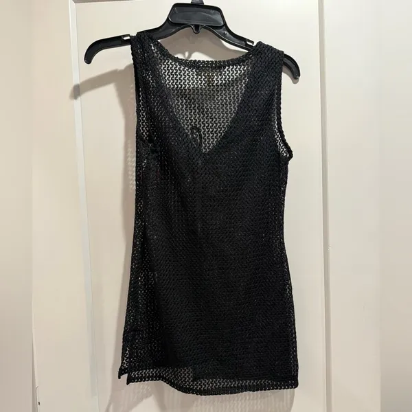 Derek Heart NWOT Black Crochet Tank Top and Shorts Set‎ Swim CoverUp Size L - Image 6