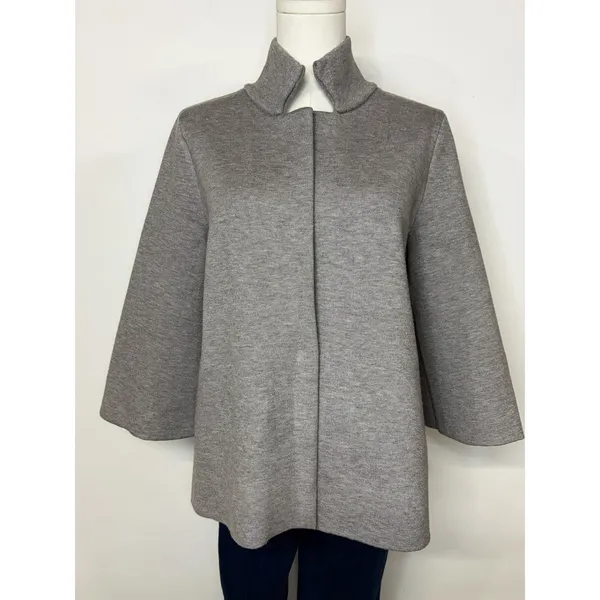 Moth Anthropologie Grey Chartreuse Open Front Knit Jacket Cardigan Medium - Image 3