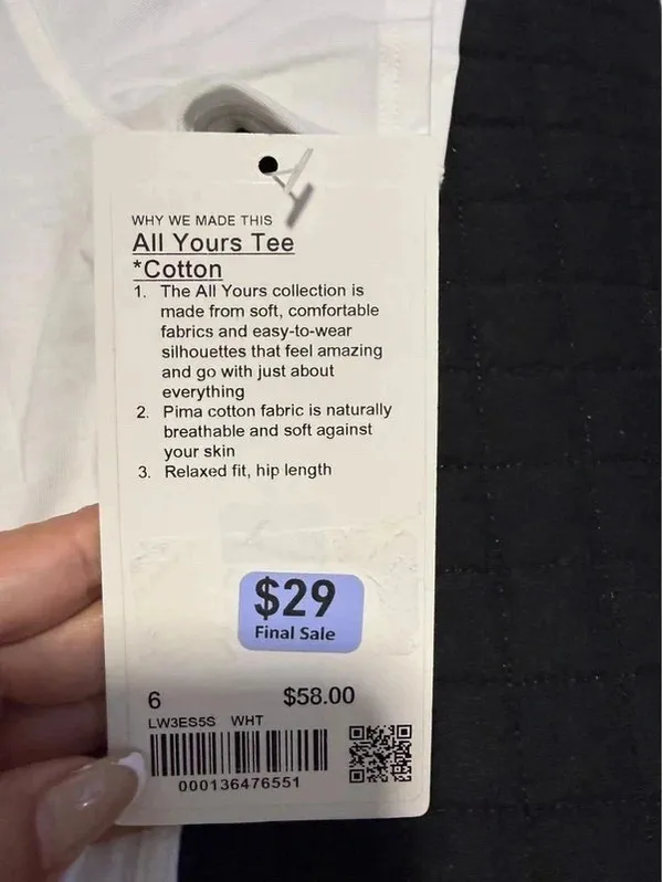 Lululemon All Yours Tee *Cotton White Size 6 - Image 4