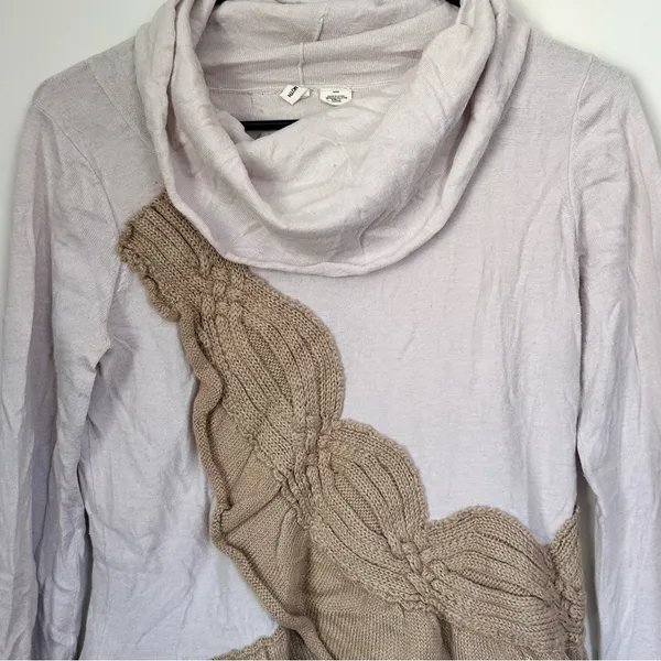 Moth Anthropologie Cowl Neck Sweater with Ruffle Knit Accents - Size: Medium - Image 4