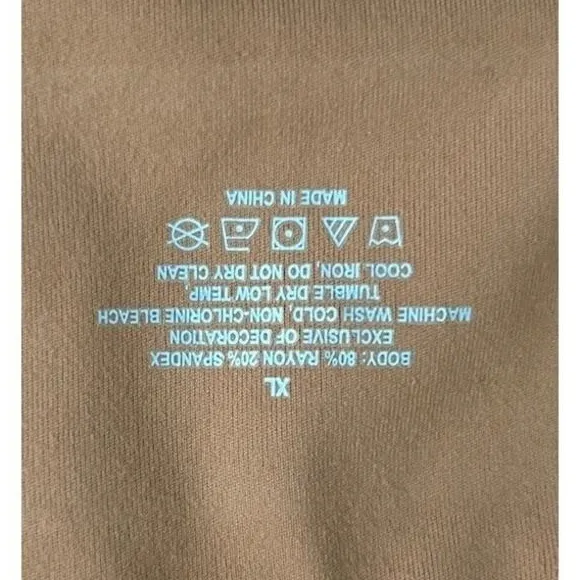 MANGOPOP‎ Women XL Brown Square Neck Long Sleeve Snap Crotch Bodysuit Neutral - Image 5