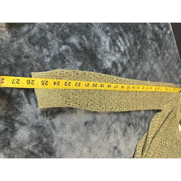 Guinevere Anthropologie Hemp Blend Open Knit Sweater Olive Gold Metallic Medium - Image 9