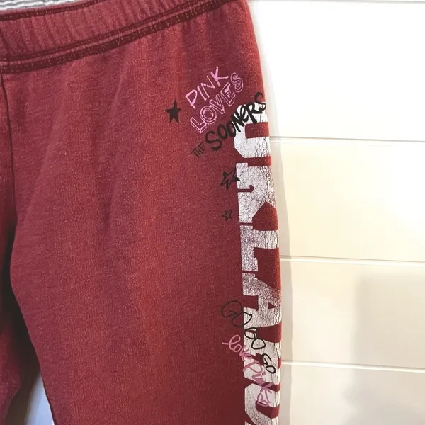 Victoria's Secret Pink Vintage Oklahoma Sweatpants Crimson & Cream Meet Pink Jones Mitchell Tag - Image 3