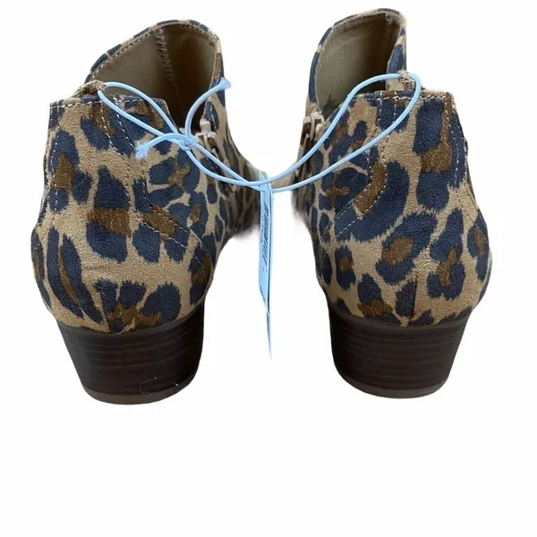 Old Navy NEW Size 8 Faux-Suede Tulip-Cutout Leopard Booties Chic Animal Print - Image 6