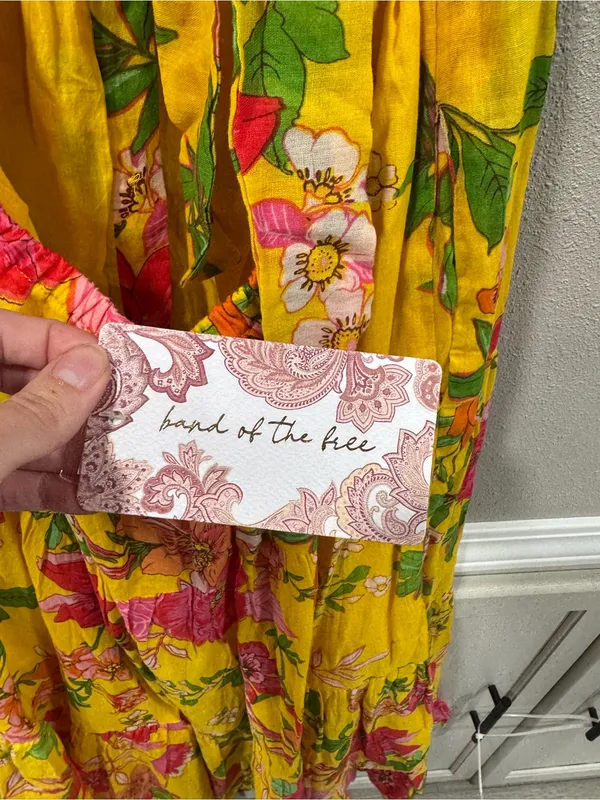 NWT Band Of The Free- Free People Yellow Floral Tie-Front Maxi Dress - Image 5