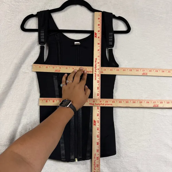 Supportive S Waist Trainer Vest Corset Shaper Black Zipped Slim Boning Goth Moto - Image 7