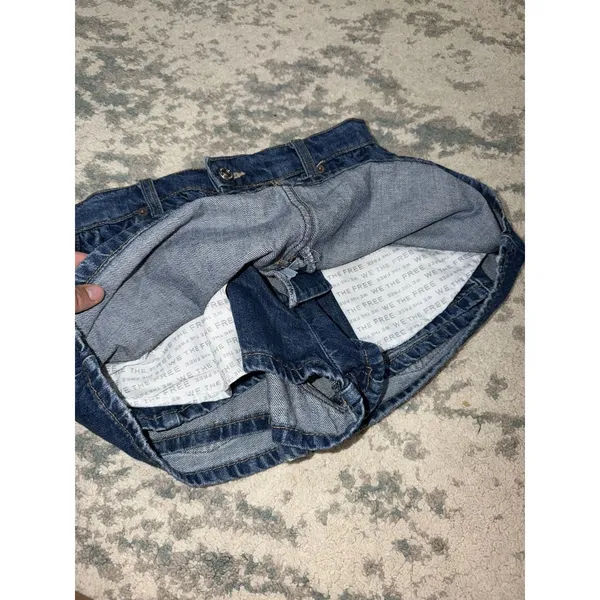 We The Free Denim Micro Mini Skirt Size 25 Dark Wash Built-In Shorts - Image 5