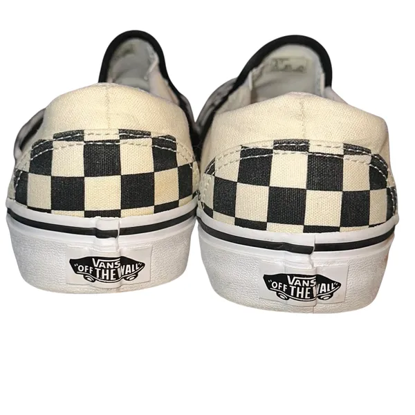 Vans cream and black canvas checkered sneakers - Image 6