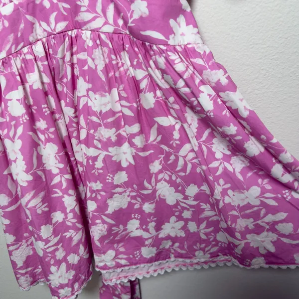 Kourt Women Preppy Mini Dress XL Pink White Floral Spring Easter‎ Lined Cotton - Image 7