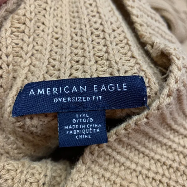 American‎ Eagle Oversized Knit Turtleneck Sweater Womens Size XL Rolled Cuffs - Image 4
