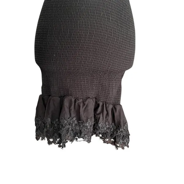 NWT Peixoto Belle Black Smocked Lace Mini Dress Anthropologie M - Image 4