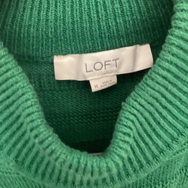 LOFT Mock Neck Tunic Style Textured Sweater in Green - Image 5