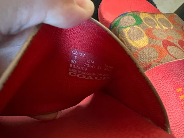 Coach Udele Slide Sandals Rainbow Canvas Multi Pop Red - Image 11