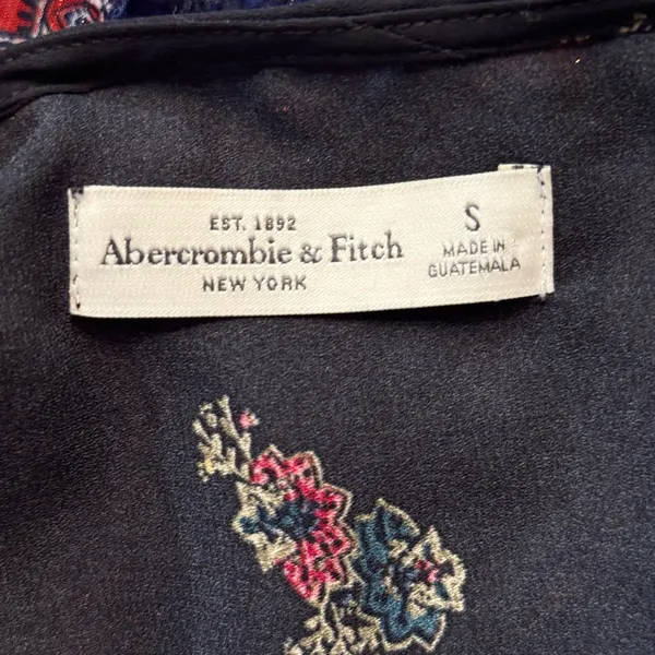 Abercrombie & Fitch Navy Lace-Up Floral Tunic black flowy long sleeve Sz S - Image 5