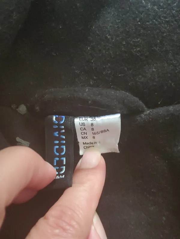 Divided Black Asymmetrical Zip Pea Coat Inside Of Coat Is Peeling Doesnt Show On - Image 2