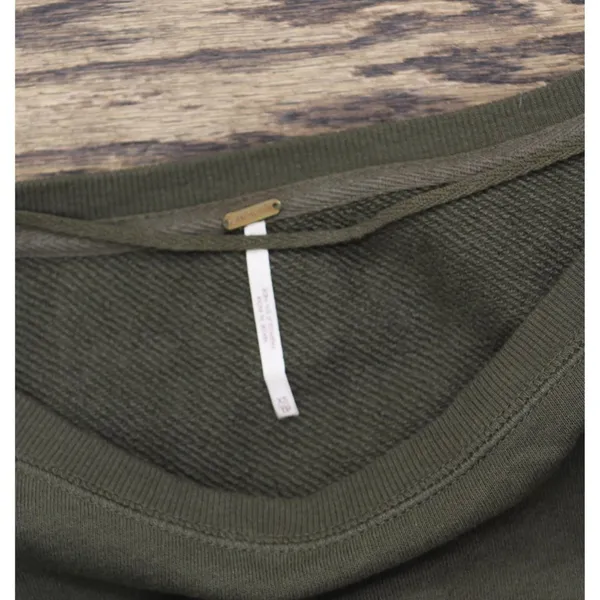 Free People Fringe Pullover Cropped Sweater Cotton Dolman Sleeve Green XS - Image 3