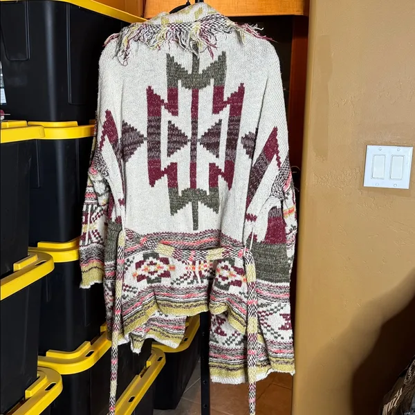 Free People Wild Wild West Southwest Belted Cardigan Size M/L Oversized - Image 10