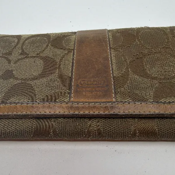Coach Signature C Canvas Brown Flap Wallet - Image 2