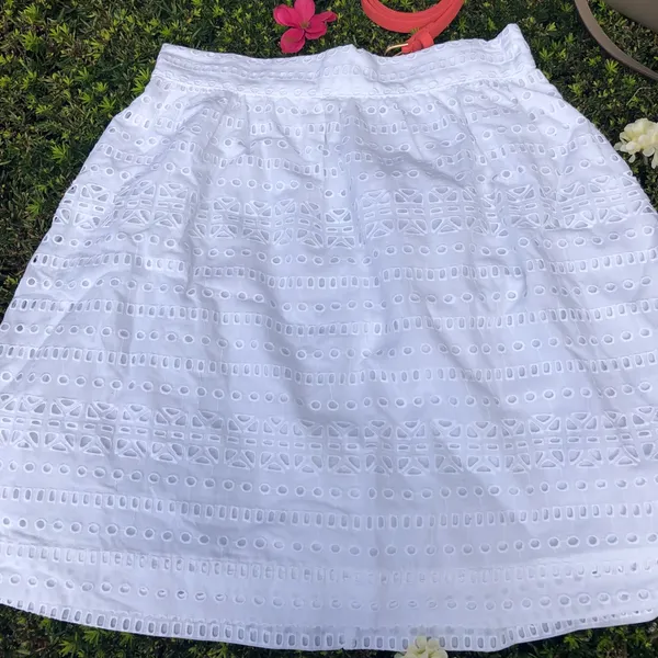 Loft white cotton eyelet skirt size XS - Image 2