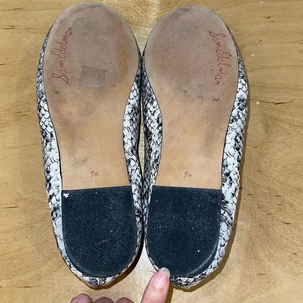 Sam Edelman Womens Leather Snakeskin Print Felicia Slip-on Ballet Flats Gray 7.5 - Image 7