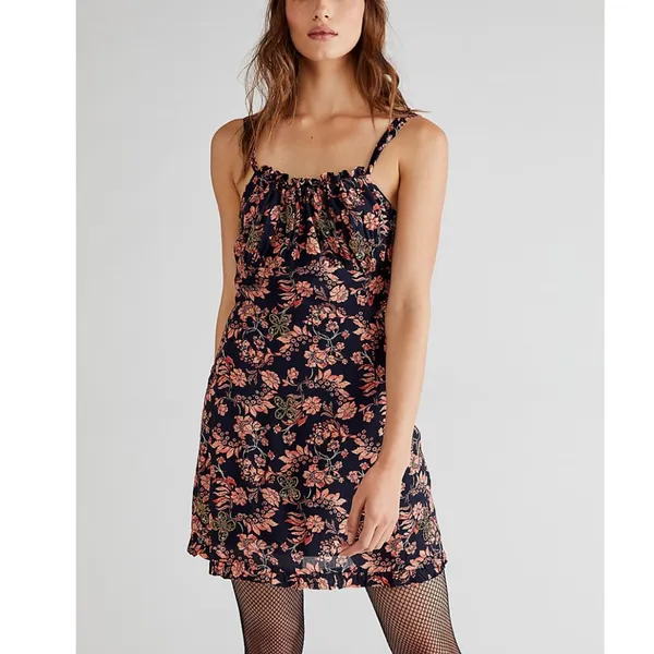 Free People Made Ya Look Sparkle Black Printed Mini Dress Size: Large - Image 2