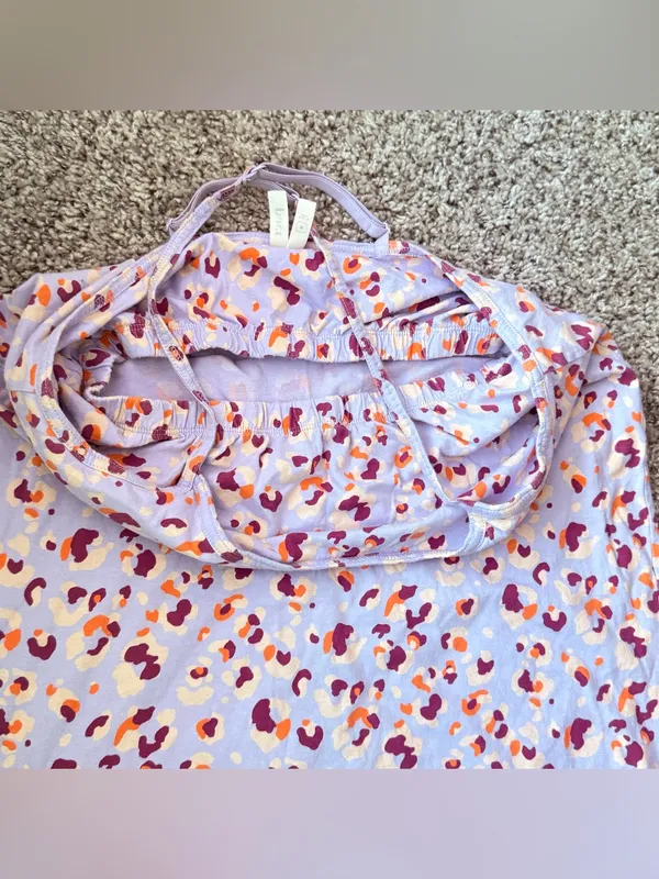 Pact Organic Cotton Cross Back Strap Side Slit Mini Sundress Size Medium Floral - Image 4