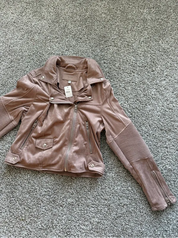 Blank NYC Mauve-Taupe Faux Leather Moto Fall Jacket NEW Size Small - Image 2