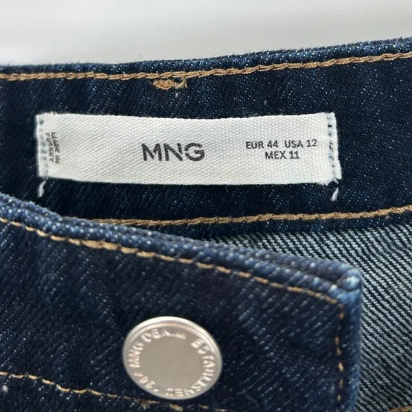 MNG Mango Women Dark Wash Seam Detail Wide Leg Crop Jeans Size 12‎ Denim Pants - Image 3