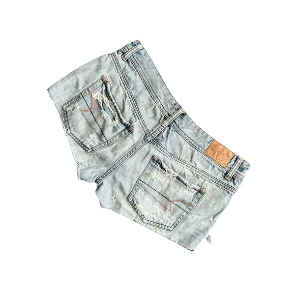 American Eagle Outfitters Y2K Light Blue Distressed Denim Cutoff Shorts - Image 2