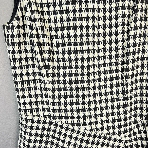 Lauren Ralph Lauren Houndstooth Faux Wrap Dress 4 Black White leather trim - Image 3