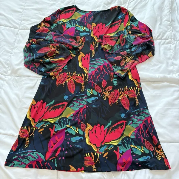 Floral Dress Flutter Sleeve Womens XL Eclectic Abstract‎ Maximalist Dairy Whimsy - Image 8