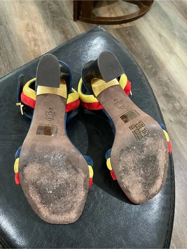 Tory Burch Multicolor Strappy Block Heel PUFFED UP SANDAL Size 7 - Image 4