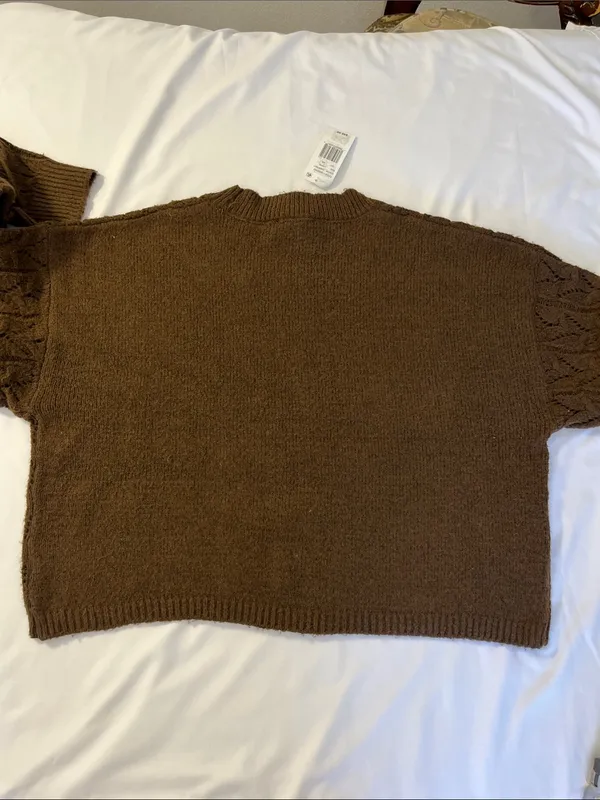 Double Zero Chocolate Brown Cable Crewneck Sweater - Image 6