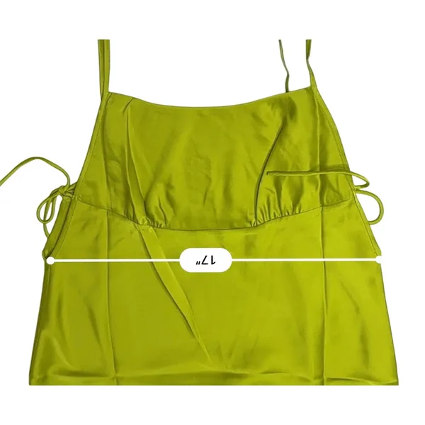 Rumored Meadow Mini Dress LARGE‎ Square Neck Green Satin Empire Cocktail NEW - Image 4