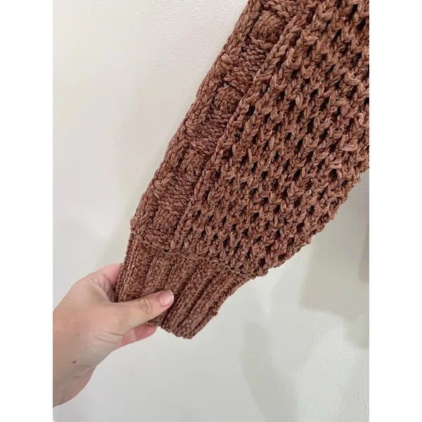 Altar'd State Chenille Open Knit Sweater‎ Brown Cozy Boho Size M NWT - Image 3