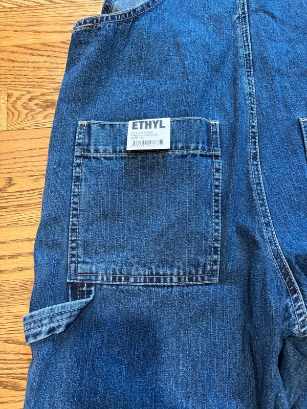 Ethyl Denim Overalls Bibs Cropped Vintage Blue - Image 9