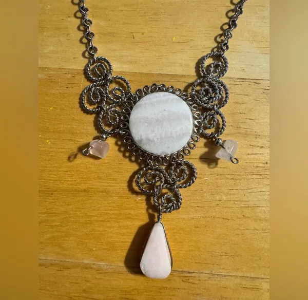 Statement Silver Tone Quartz Necklace - Image 2